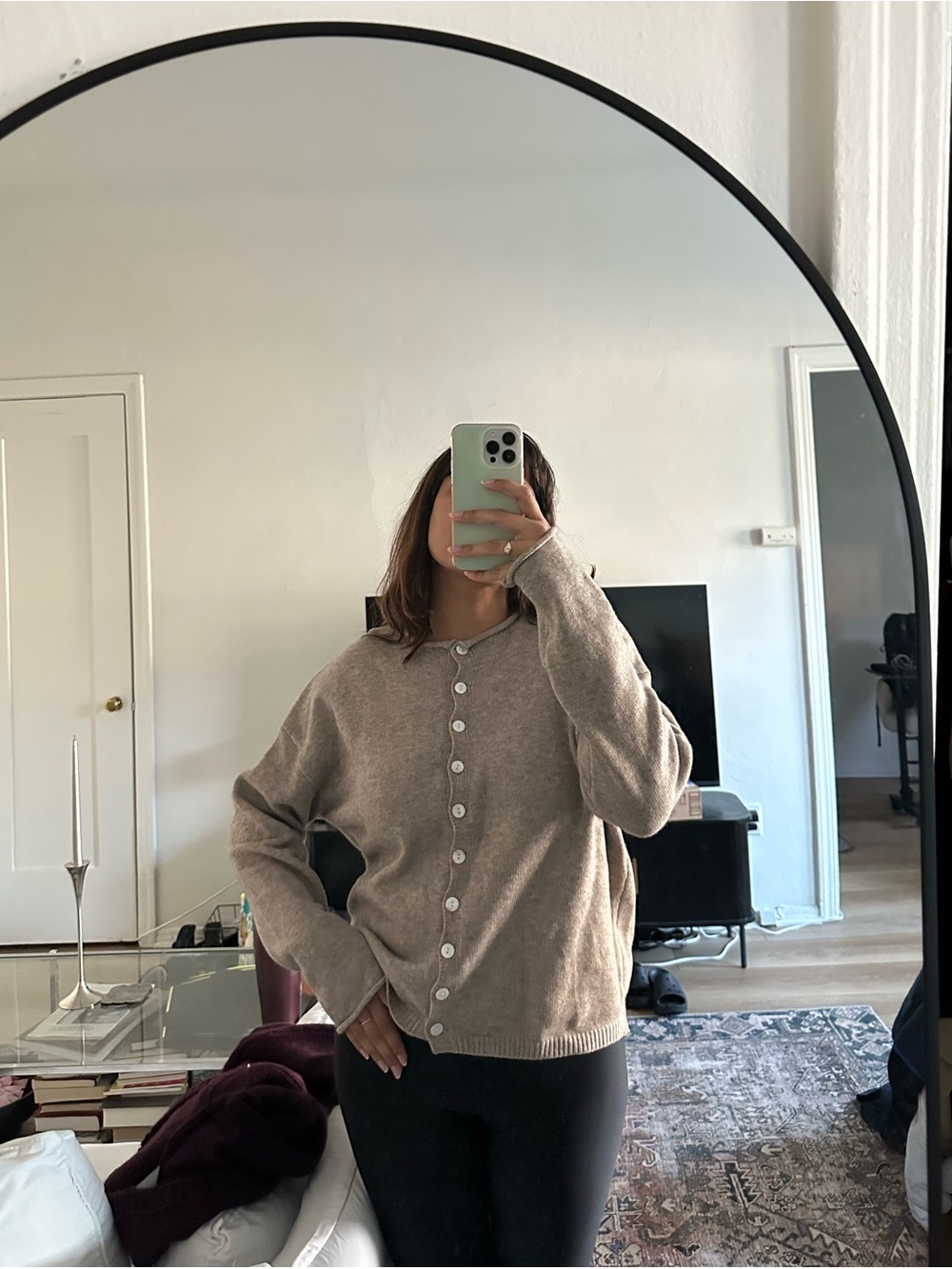Everyday Button-Up Knit Cardigan - Taupe